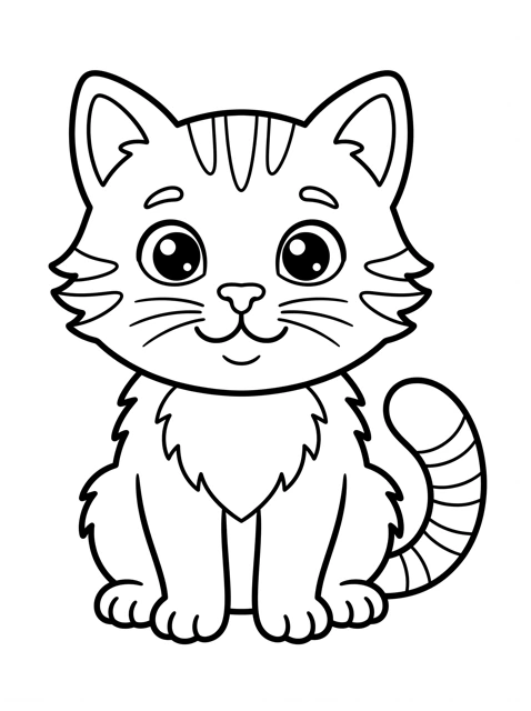 Printable coloring page of a cartoon cat