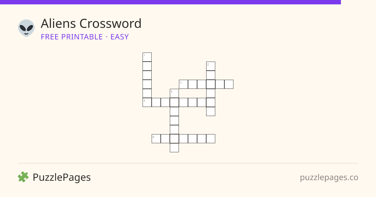 Aliens Easy printable crossword preview — free to print from PuzzlePages