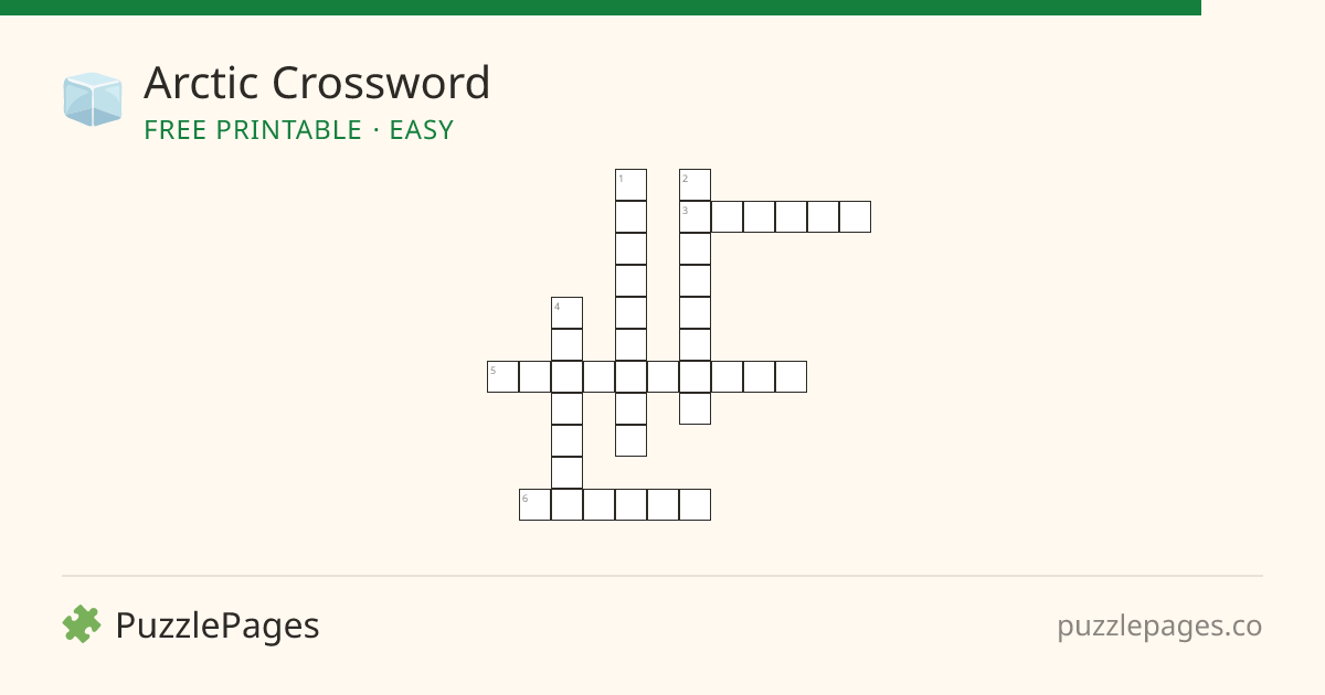 Arctic Easy printable crossword preview — free to print from PuzzlePages