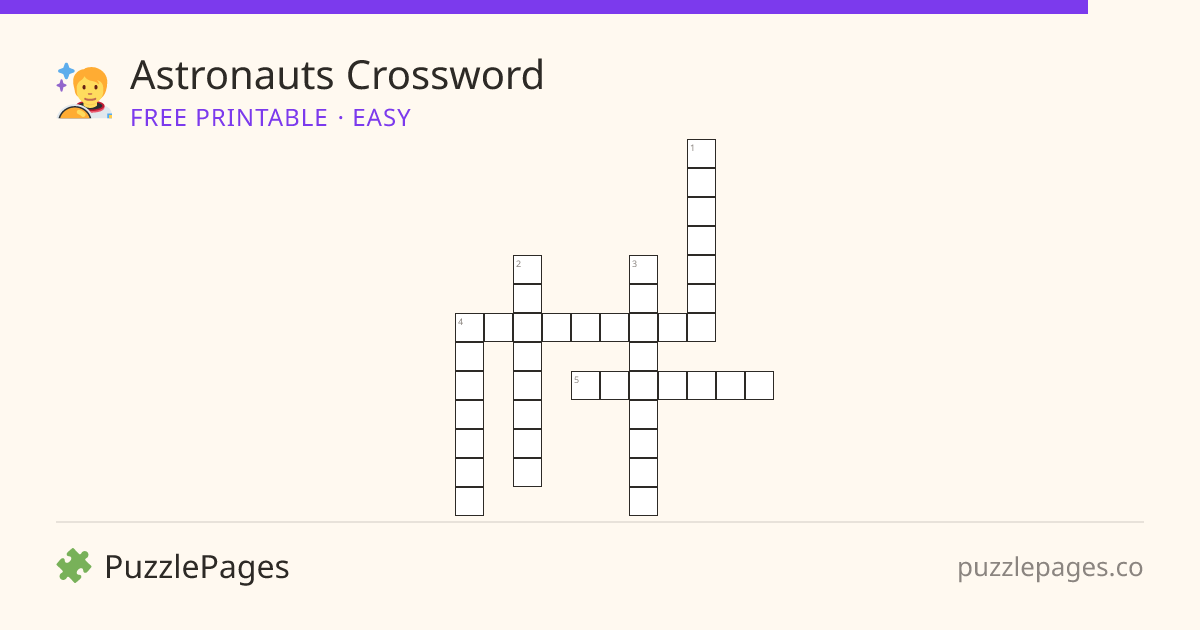 Astronauts Easy printable crossword preview — free to print from PuzzlePages