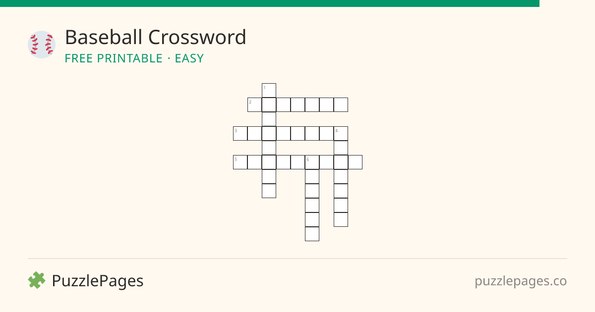 Baseball Easy printable crossword preview — free to print from PuzzlePages