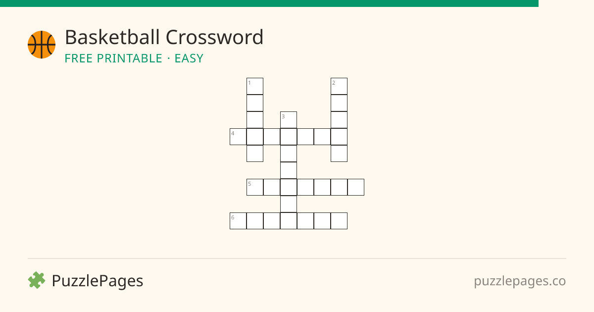 Basketball Easy printable crossword preview — free to print from PuzzlePages
