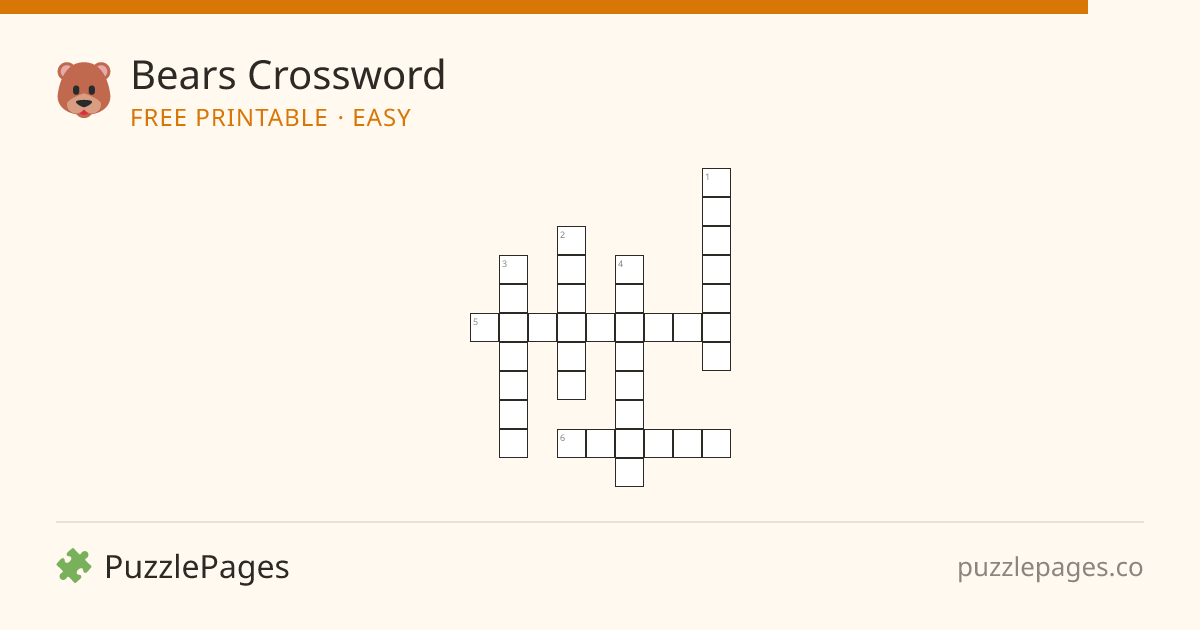 Bears Easy printable crossword preview — free to print from PuzzlePages