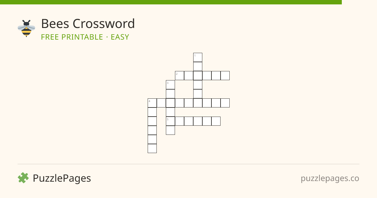 Bees Easy printable crossword preview — free to print from PuzzlePages