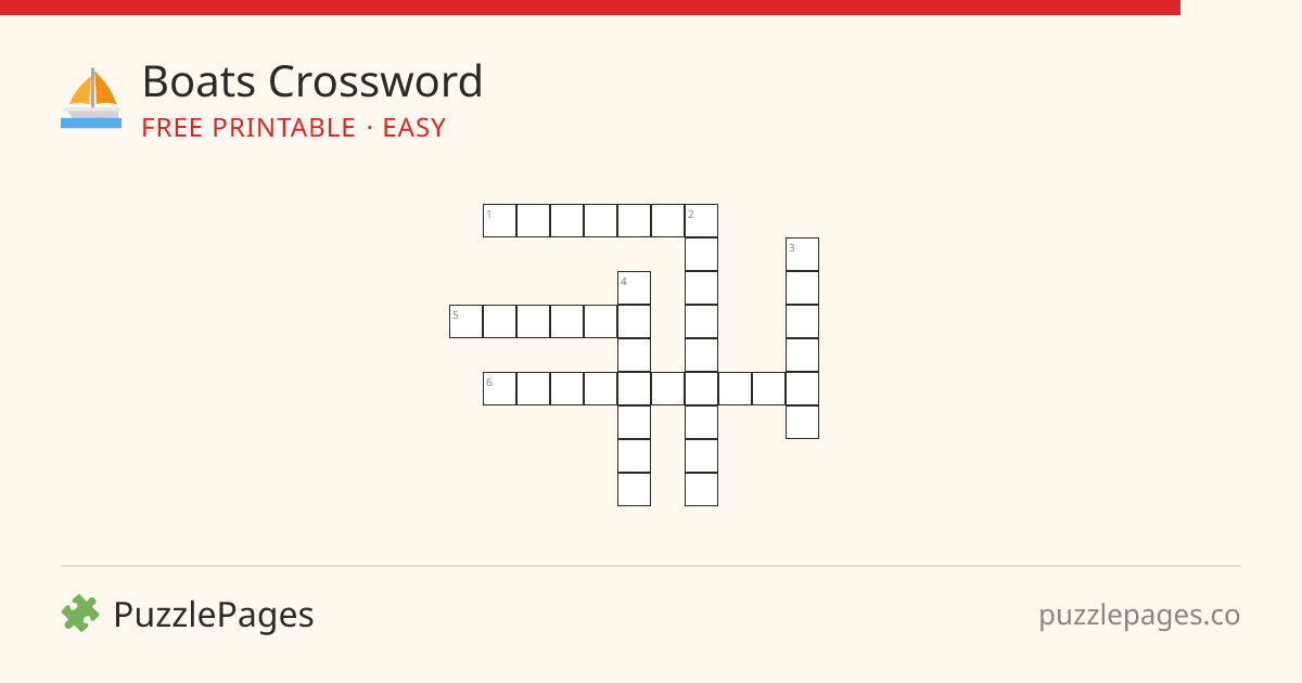 Boats Easy printable crossword preview — free to print from PuzzlePages