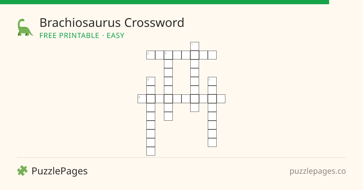 Brachiosaurus Easy printable crossword preview — free to print from PuzzlePages