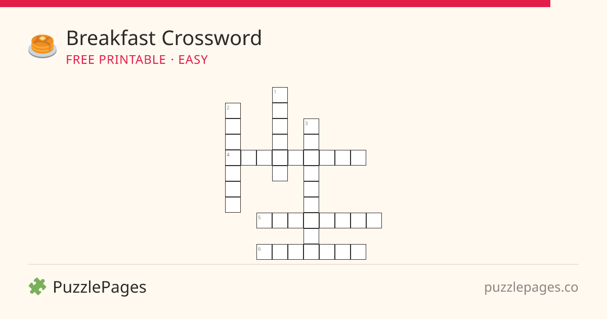 Breakfast Easy printable crossword preview — free to print from PuzzlePages