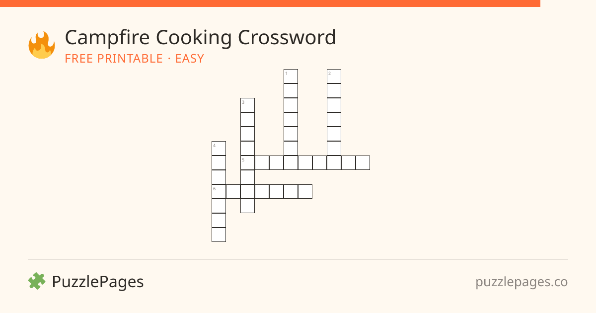 Campfire Cooking Easy printable crossword preview — free to print from PuzzlePages