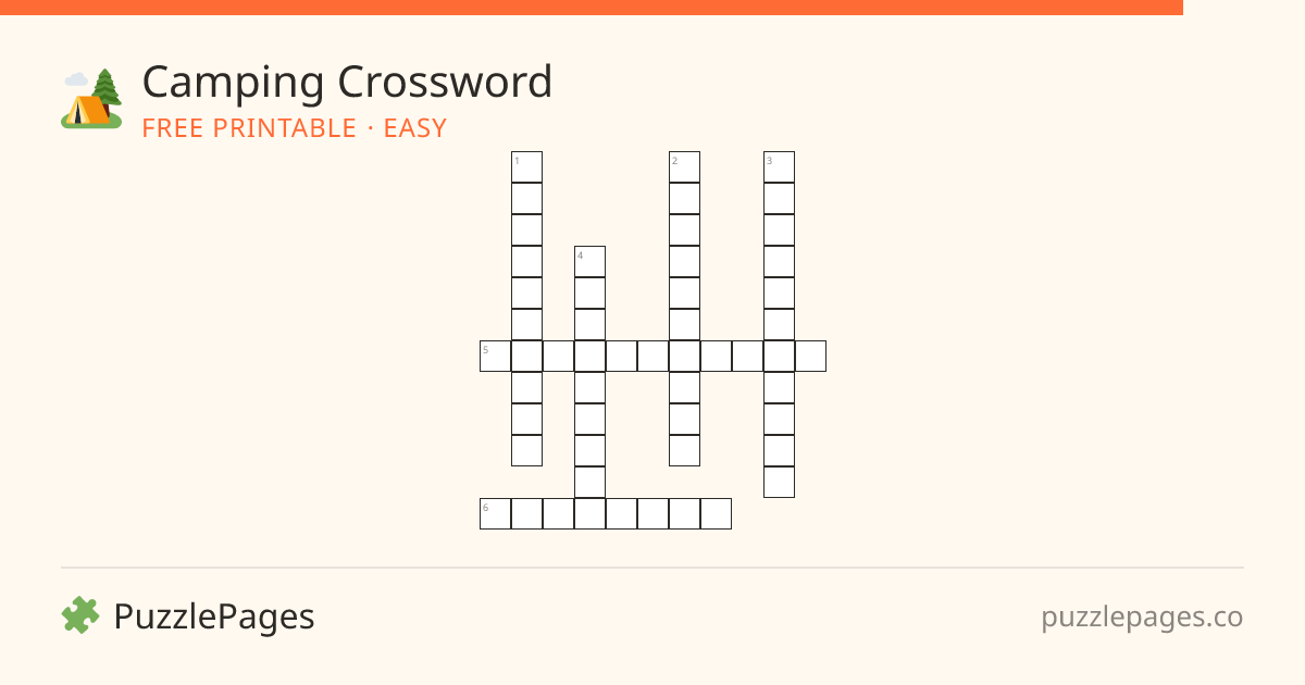 Camping Easy printable crossword preview — free to print from PuzzlePages