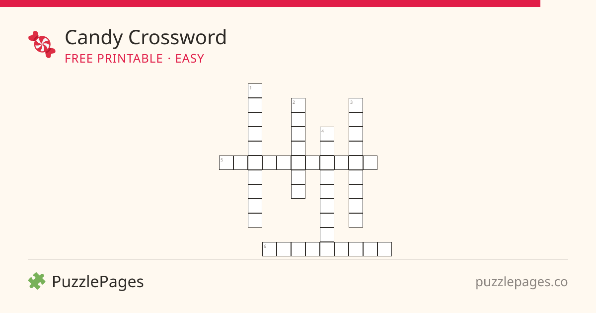 Candy Easy printable crossword preview — free to print from PuzzlePages