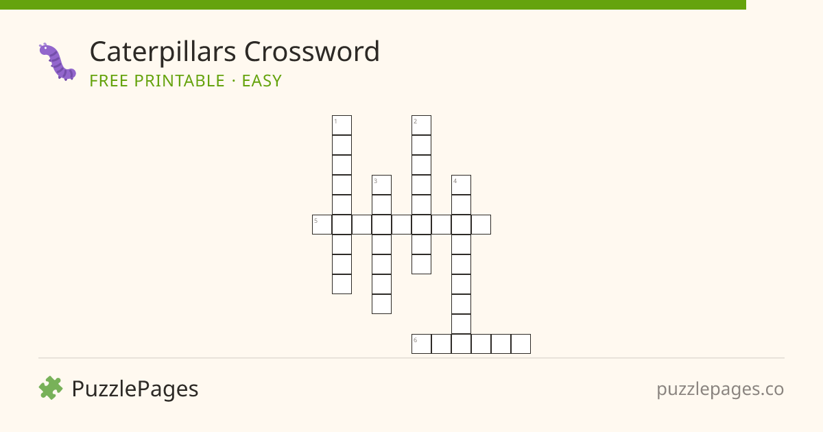 Caterpillars Easy printable crossword preview — free to print from PuzzlePages