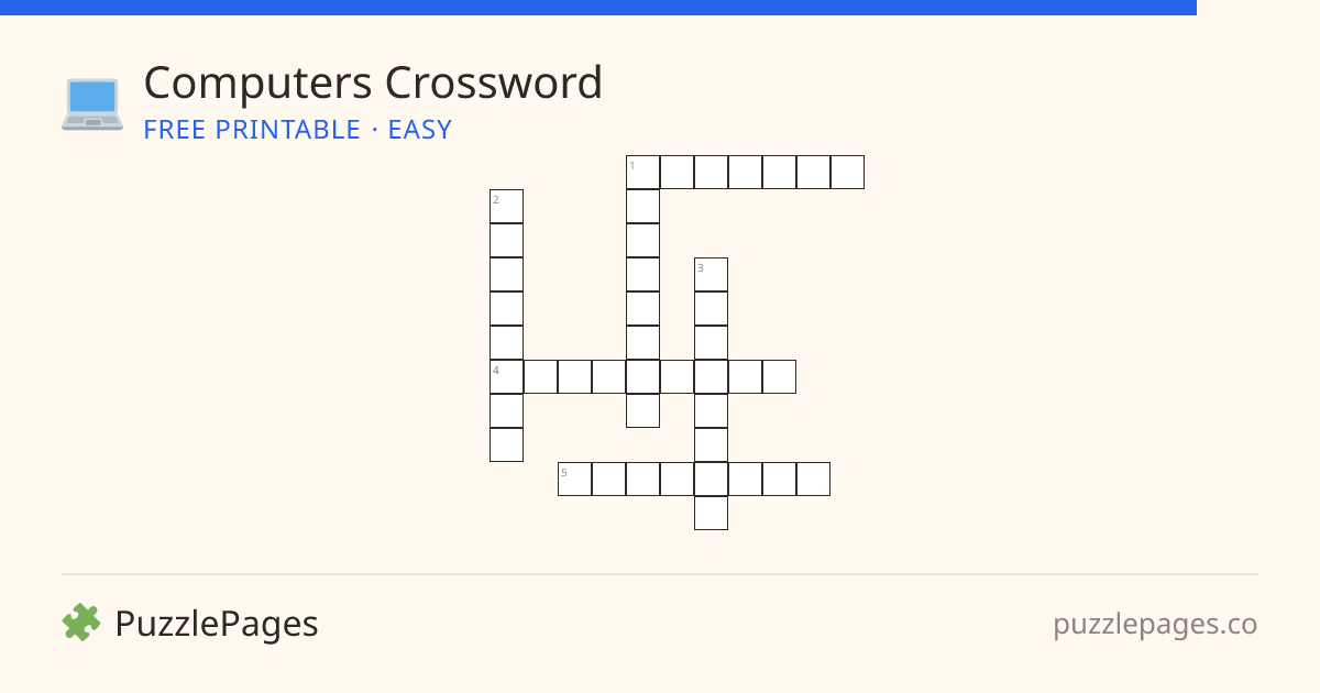 Computers Easy printable crossword preview — free to print from PuzzlePages