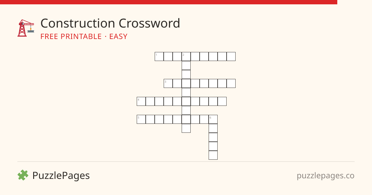 Construction Easy printable crossword preview — free to print from PuzzlePages