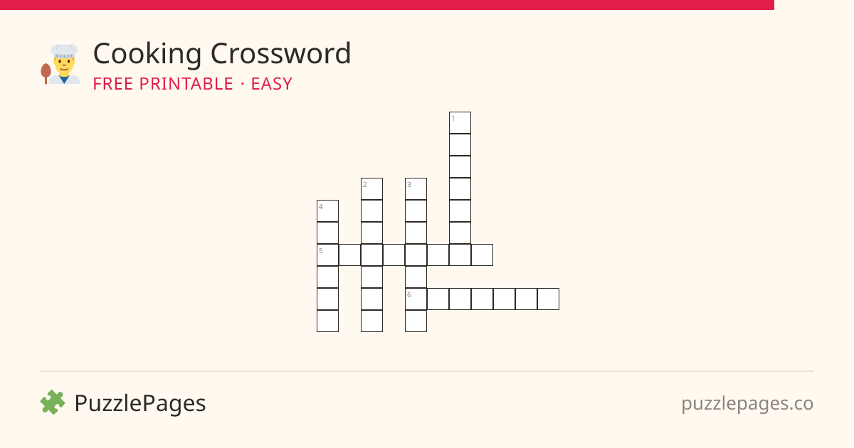 Cooking Easy printable crossword preview — free to print from PuzzlePages