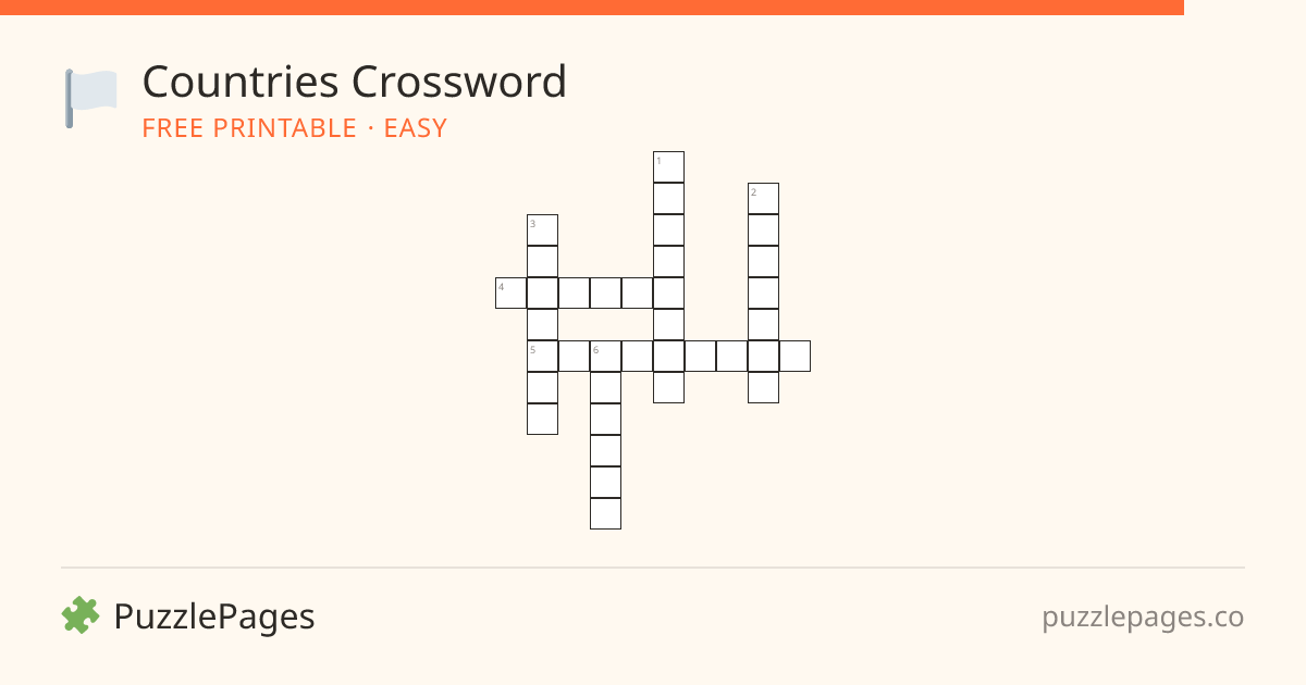 Countries Easy printable crossword preview — free to print from PuzzlePages