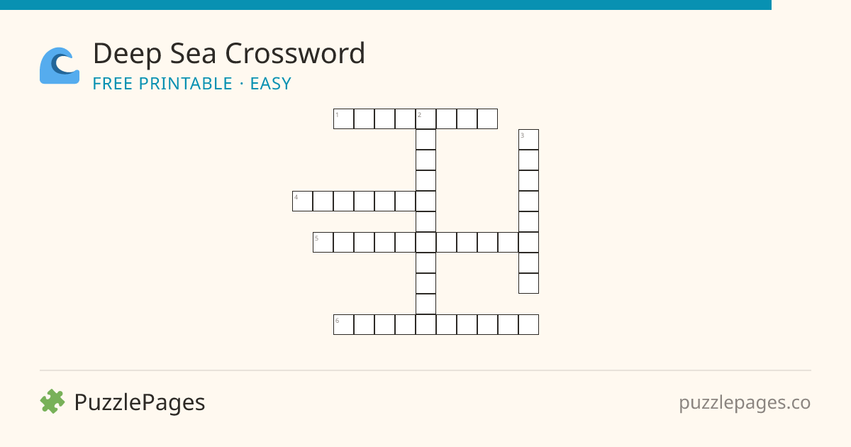 Deep Sea Easy printable crossword preview — free to print from PuzzlePages