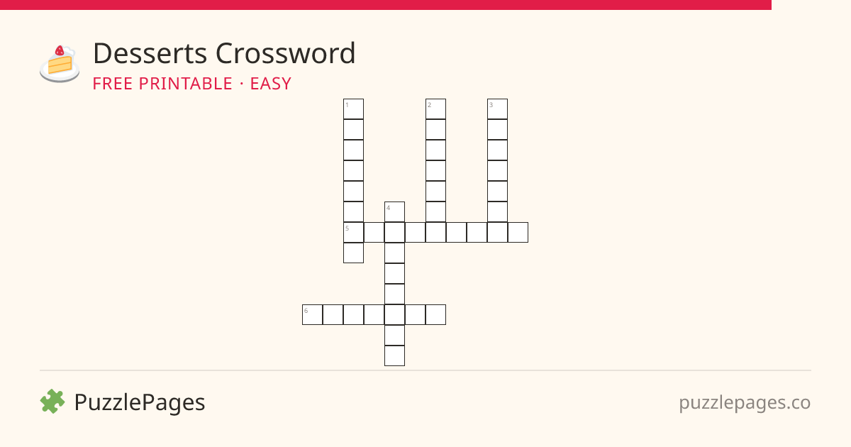 Desserts Easy printable crossword preview — free to print from PuzzlePages