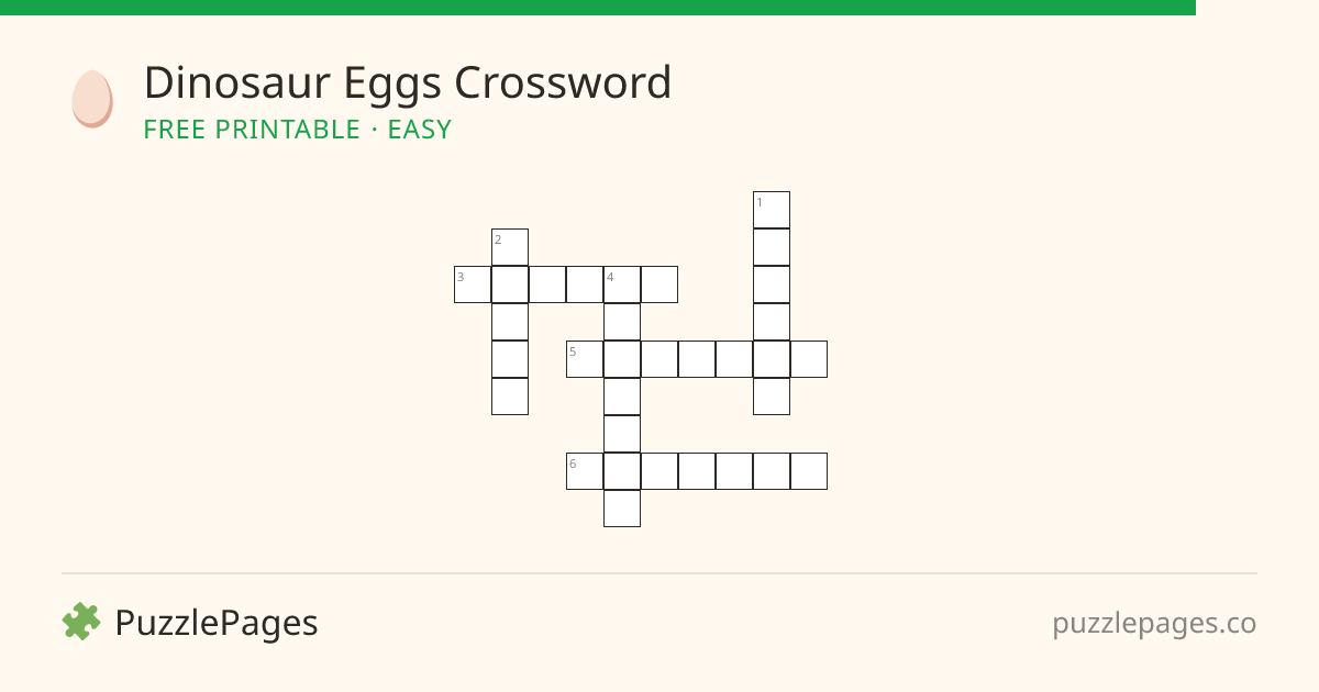 Dinosaur Eggs Easy printable crossword preview — free to print from PuzzlePages