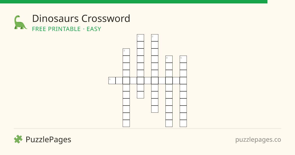 Dinosaurs Easy printable crossword preview — free to print from PuzzlePages