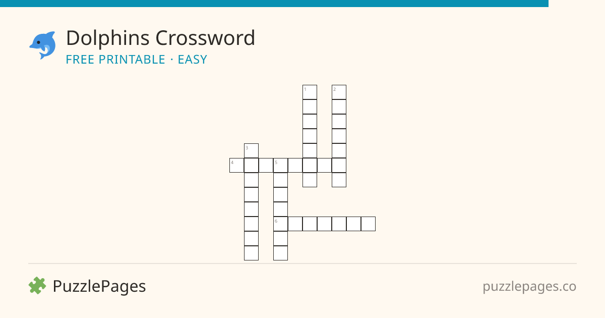 Dolphins Easy printable crossword preview — free to print from PuzzlePages
