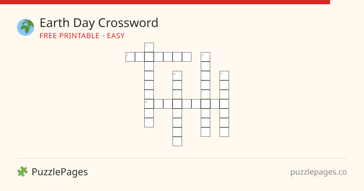 Earth Day Easy printable crossword preview — free to print from PuzzlePages