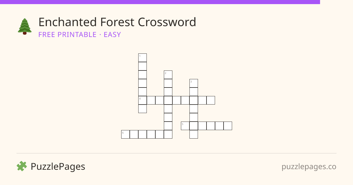 Enchanted Forest Easy printable crossword preview — free to print from PuzzlePages