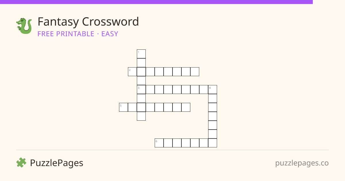 Fantasy Easy printable crossword preview — free to print from PuzzlePages