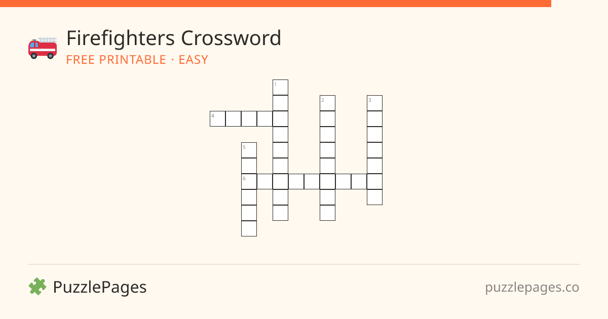 Firefighters Easy printable crossword preview — free to print from PuzzlePages