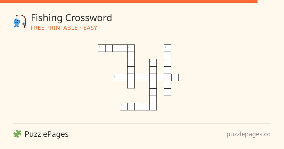 Fishing Easy printable crossword preview — free to print from PuzzlePages