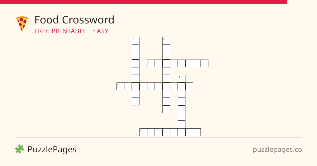 Food Easy printable crossword preview — free to print from PuzzlePages