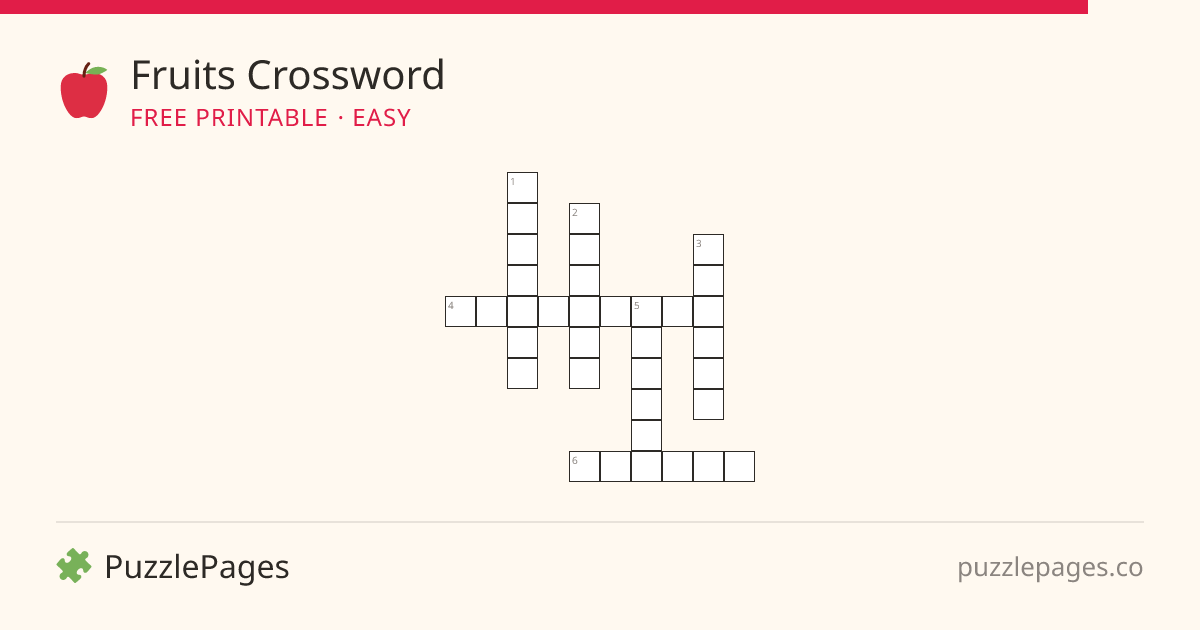 Fruits Easy printable crossword preview — free to print from PuzzlePages