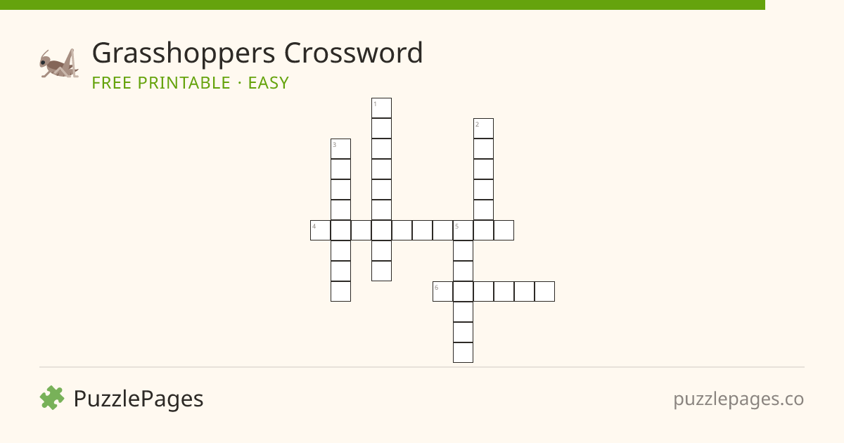 Grasshoppers Easy printable crossword preview — free to print from PuzzlePages