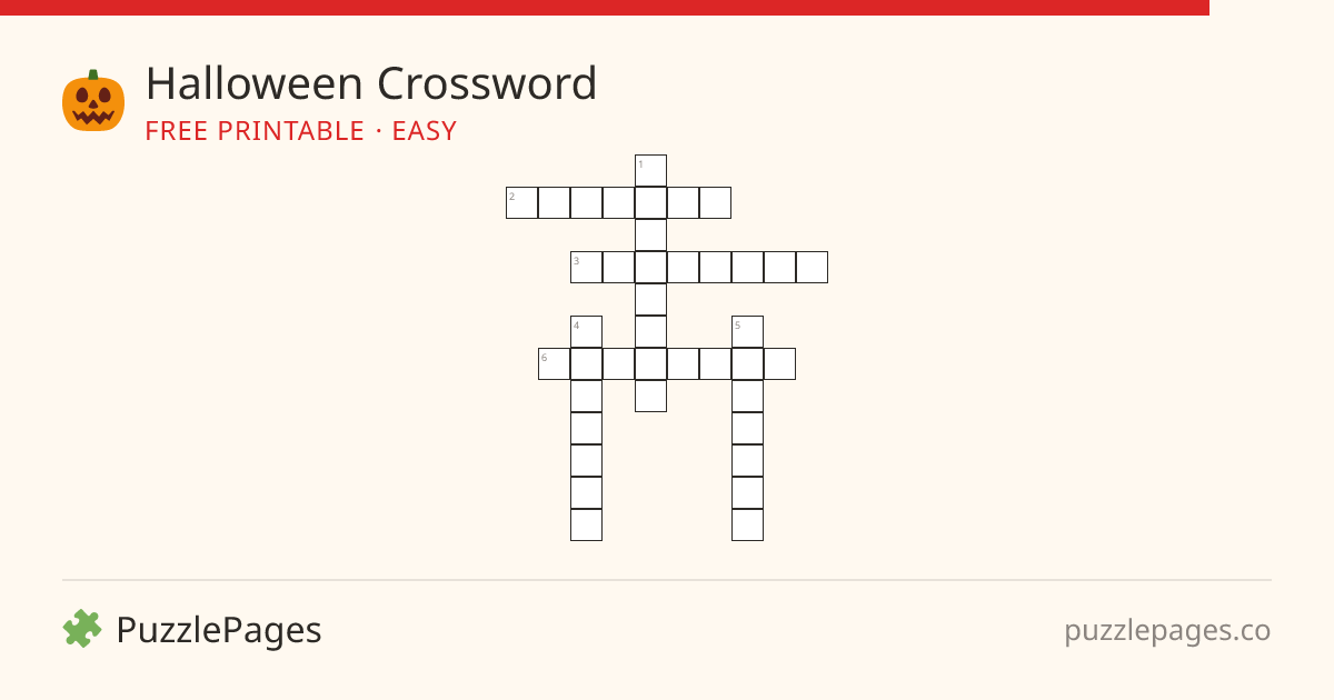 Halloween Easy printable crossword preview — free to print from PuzzlePages