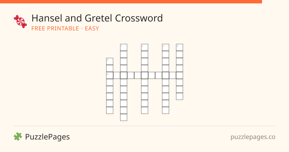 Hansel and Gretel Easy printable crossword preview — free to print from PuzzlePages