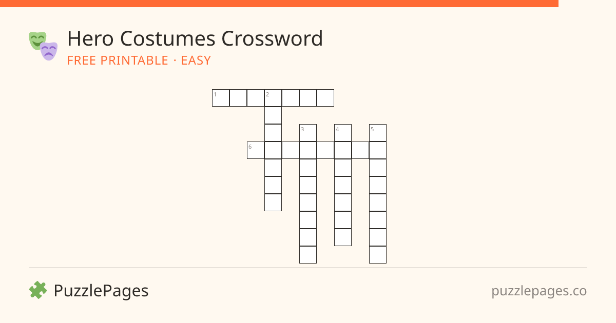 Hero Costumes Easy printable crossword preview — free to print from PuzzlePages