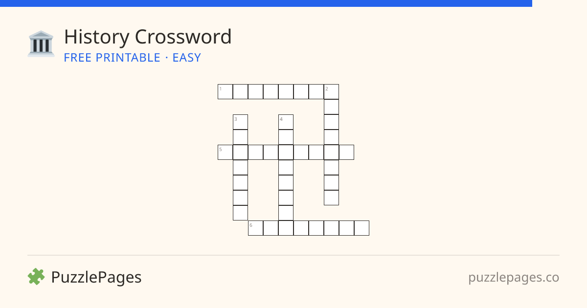 History Easy printable crossword preview — free to print from PuzzlePages