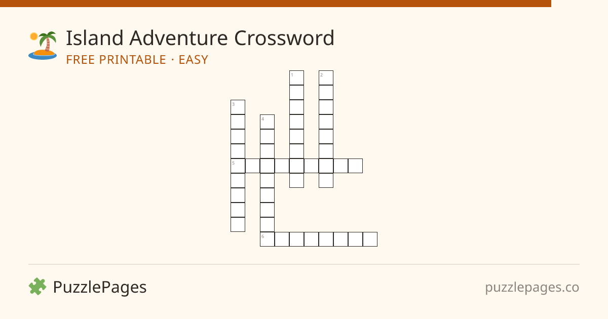 Island Adventure Easy printable crossword preview — free to print from PuzzlePages