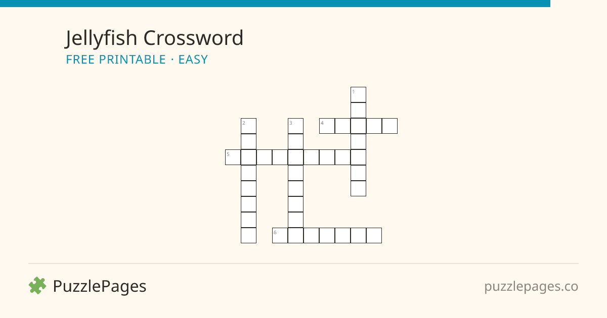 Jellyfish Easy printable crossword preview — free to print from PuzzlePages