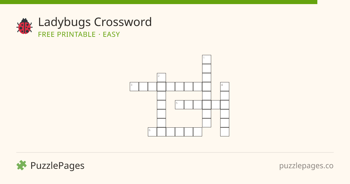 Ladybugs Easy printable crossword preview — free to print from PuzzlePages