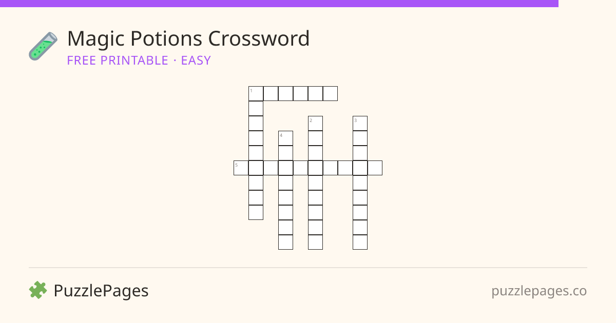 Magic Potions Easy printable crossword preview — free to print from PuzzlePages