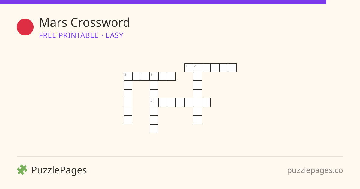 Mars Easy printable crossword preview — free to print from PuzzlePages