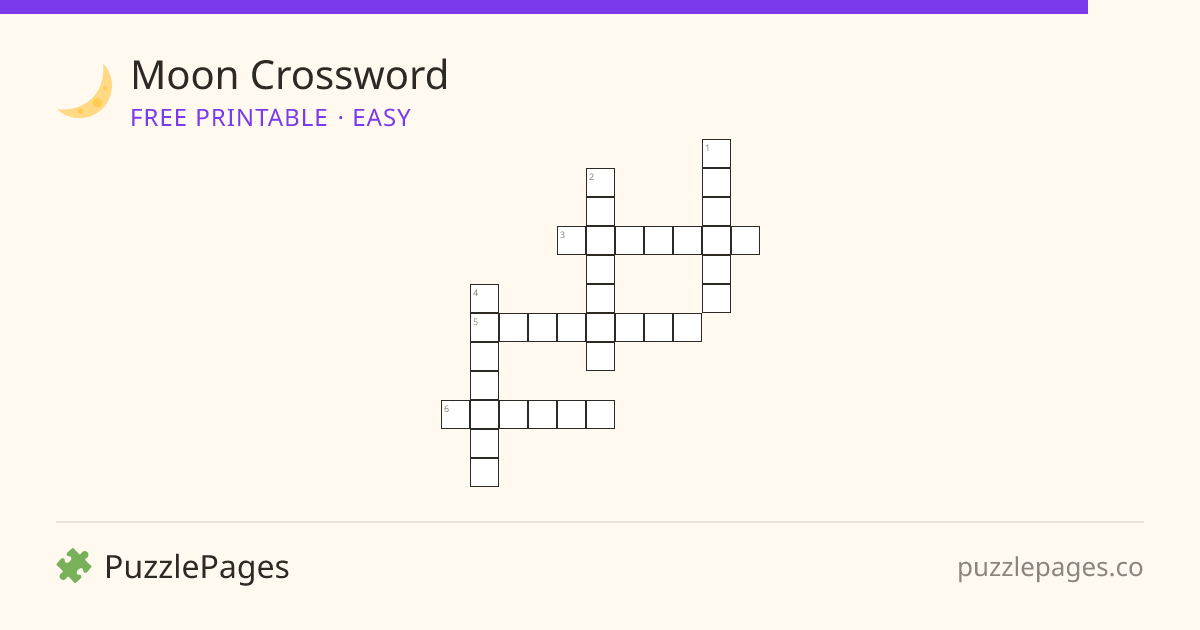 Moon Easy printable crossword preview — free to print from PuzzlePages