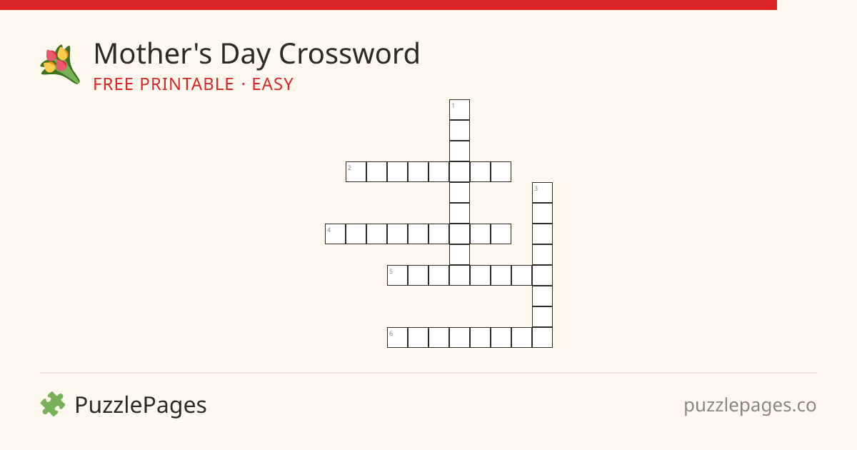 Mother's Day Easy printable crossword preview — free to print from PuzzlePages