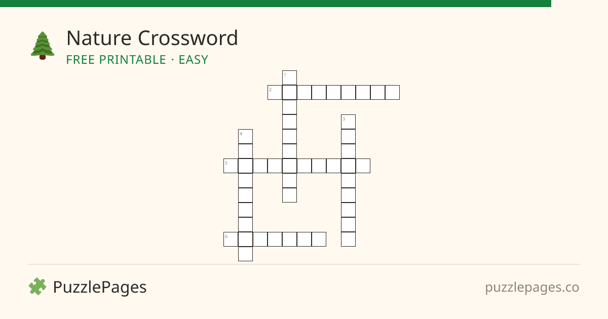 Nature Easy printable crossword preview — free to print from PuzzlePages