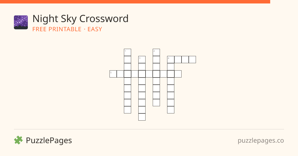 Night Sky Easy printable crossword preview — free to print from PuzzlePages