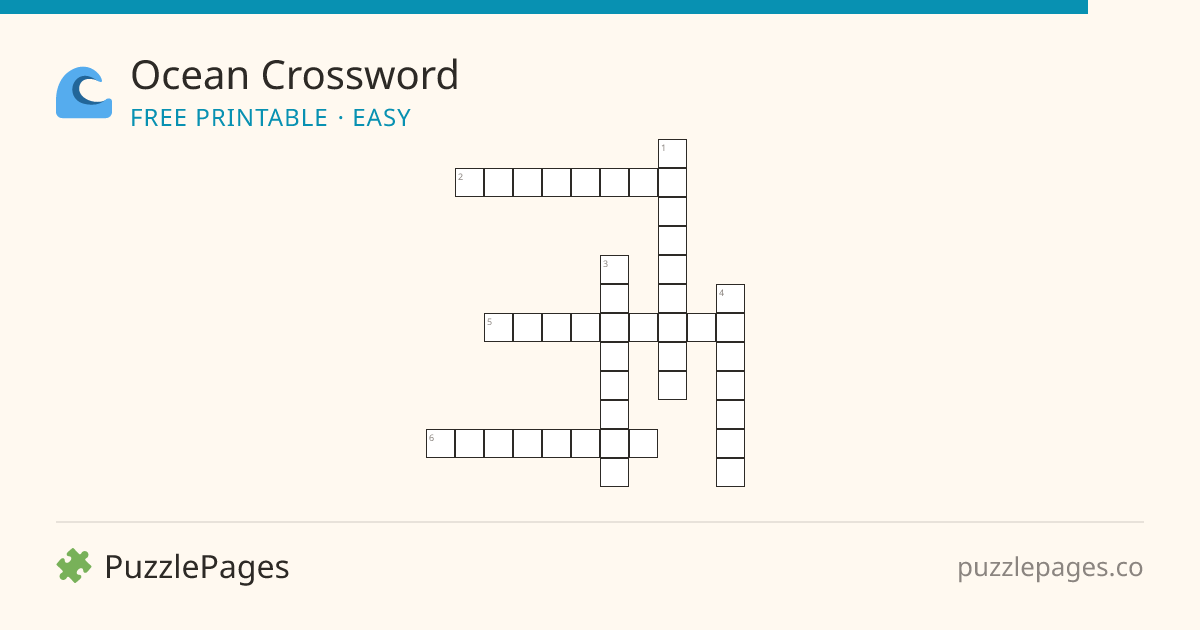 Ocean Easy printable crossword preview — free to print from PuzzlePages