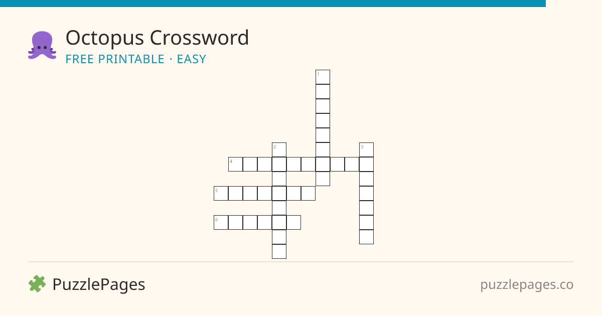 Octopus Easy printable crossword preview — free to print from PuzzlePages