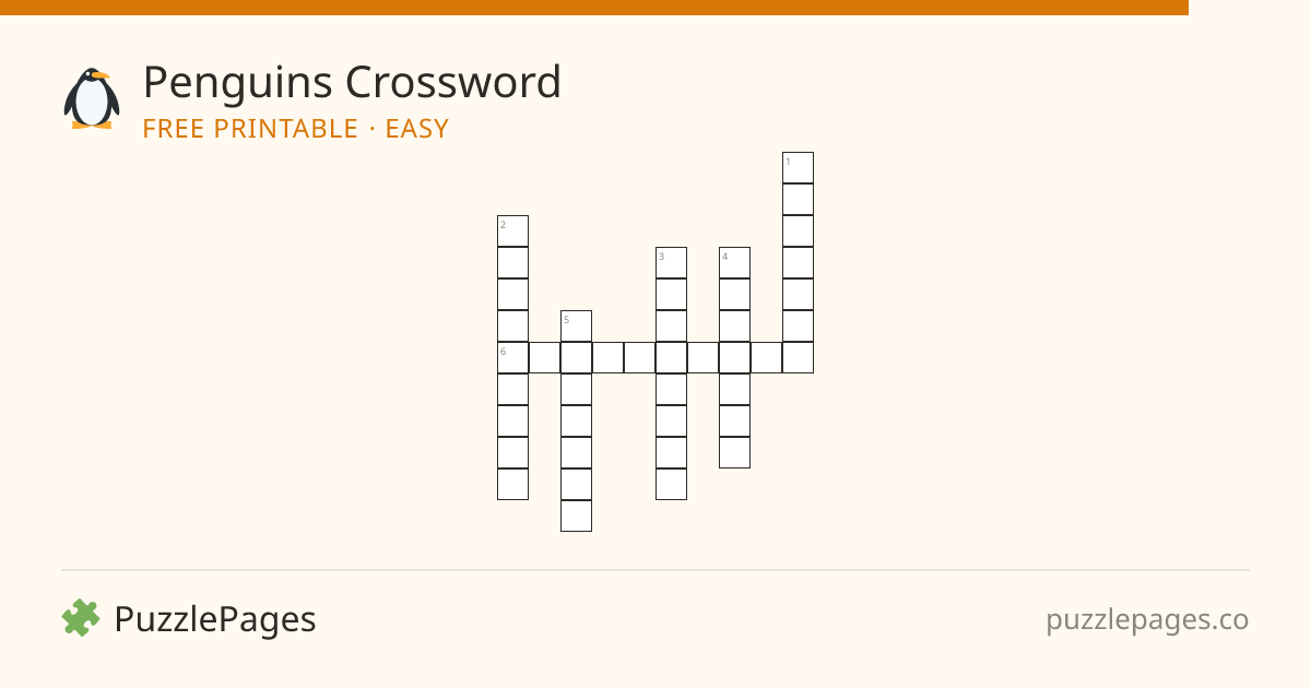 Penguins Easy printable crossword preview — free to print from PuzzlePages