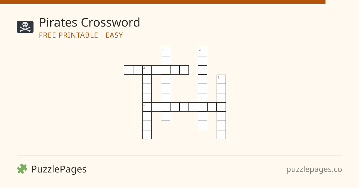 Pirates Easy printable crossword preview — free to print from PuzzlePages