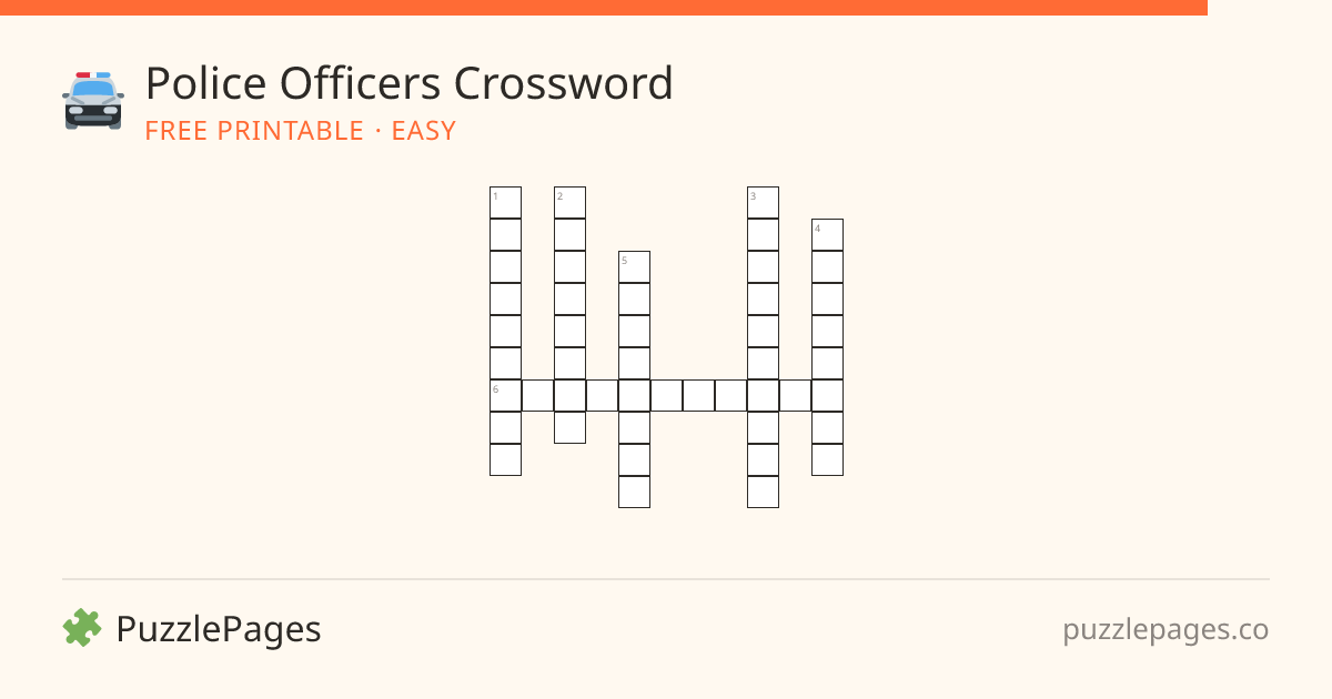 Police Officers Easy printable crossword preview — free to print from PuzzlePages